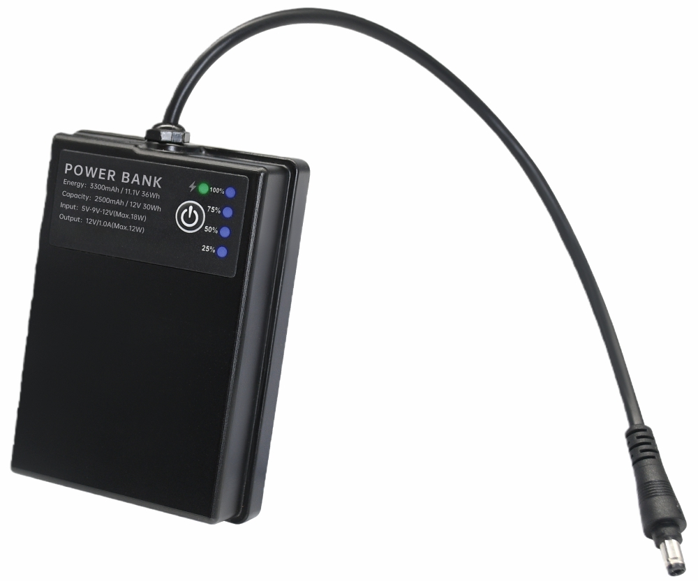 12V mobile battery pack with magnetic base for powering reversing cameras. Provides approximately 14 hours of use without IR. Ideal for portable or temporary setups.