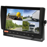 A 10.1-inch HD quad rear view monitor designed for commercial vehicles, including trucks and buses. This high-resolution display supports up to four camera feeds simultaneously, offering a comprehensive view of the vehicle's surroundings to enhance safety and maneuverability. The durable and versatile monitor is compatible with both AHD and traditional analog cameras, providing clear, real-time visuals in various driving conditions. Ideal for improving driver awareness, reducing blind spots, and ensuring safer navigation in busy or challenging environments.