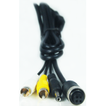 A 1.2m RCA reverse camera cable featuring a male RCA video connector with power supply and a 4-pin female socket. Designed for connecting NAS reversing cameras to third-party monitors, navigation systems, and stereo units with RCA inputs. The cable ensures high-quality video transmission, providing a stable and interference-free connection for backup camera installations in cars, trucks, caravans, and trailers.