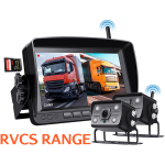 Affordable 7-inch AHD digital wireless reversing camera kit featuring dual split-screen display and DVR recording. Includes two high-definition cameras and an AHD monitor delivering exceptional image clarity. The interference-free wireless signal ensures seamless performance in light commercial and domestic vehicles. Designed for easy installation without long video cables, this kit provides a dependable rearview solution for reversing, parking, and towing.