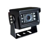 Compact Sharp CCD reversing camera with 120° wide-angle view, 600TVL resolution, 6 LED night vision, IP67 waterproof rating & 4-pin screw female connection.