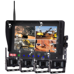 Industrial-grade waterproof Quad HD reversing camera system featuring a high-definition quad monitor and up to four wireless cameras with 100° wide-angle lenses. The monitor delivers crisp, detailed visuals, enhancing visibility and safety in demanding environments. Both the monitor and cameras are fully waterproof, making them ideal for open cab vehicles, forklifts, and machinery exposed to rain, dust, and outdoor conditions. This system is designed to withstand tough Australian worksites, providing reliable, uninterrupted performance for improved operational control and accident prevention.