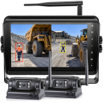 7 Inch AI Digital Wireless Camera Kit with two HD 1080P battery magnetic cameras for forklifts, telehandlers and heavy machinery.