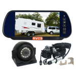 Caravan Backup Camera Kit Mirror Monitor, Waterproof Backup Camera, with Movable Eyeball  to Focus on an Area, 120 Degree Viewing Angle & Woza Cable.  Monitor Supports Two Cameras, Option to Add Extra Camera (HDMSD87T1CHD14).