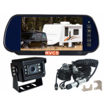 Caravan Backup Camera Kit. 7inch Anti-Glare Mirror Monitor, Mini Camera & Caravan Breakaway Spring Cable. Monitor Supports Two Cameras, Option to Add Extra Camera (RV-HDMSD87T1HD18-RVCS).