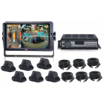Compact six-camera 360° surround view system showing small-form-factor cameras designed for discreet installation on commerical vehicles.