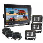 Farming Rear View Kit With 9inch Quad Reversing Monitor And Three 1080P Reversing Cameras 120°.  Monitor Supports Four Reversing Cameras Option To Add Extra Camera - Light Commercial (RV-HDMSD9Quad3*CHD15 - RVCS)