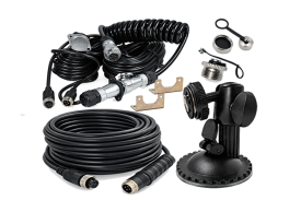 Vehicle camera system components including cables and accessories for trucks, machinery and commercial vehicles.