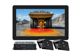 AI safety camera system with pedestrian detection for heavy vehicles