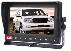 A 7-inch AHD reversing monitor with a high-resolution display, designed for cars, caravans, trucks, and heavy-duty vehicles. Supports two cameras but displays a single view, providing clear, stable visibility with a secure wired connection.
