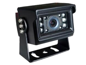 Compact Sharp CCD reversing camera with 120° wide-angle view, 600TVL resolution, 6 LED night vision, IP67 waterproof rating & 4-pin screw female connection.