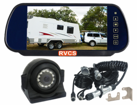 Caravan Backup Camera Kit Mirror Monitor, Waterproof Backup Camera, with Movable Eyeball  to Focus on an Area, 120 Degree Viewing Angle & Woza Cable.  Monitor Supports Two Cameras, Option to Add Extra Camera (HDMSD87T1CHD14).
