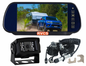 Rear Vision Mirror Backup Monitor with Touch Controls, 120 Degree Solid Camera For a Wide Vision When Reversing the Caravan and Includes a Suzie cable.  Monitor Supports Two Cameras, Option to Add Extra Camera (HDMSD87T1CHD15).