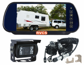 7" Mirror Monitor & Reversing Camera Kit with Woza Caravan Cable – Choice of 30°, 45°, 60°, or 120° Camera Angle