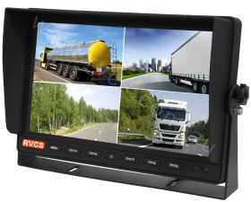 A 10.1-inch HD quad rear view monitor designed for commercial vehicles, including trucks and buses. This high-resolution display supports up to four camera feeds simultaneously, offering a comprehensive view of the vehicle's surroundings to enhance safety and maneuverability. The durable and versatile monitor is compatible with both AHD and traditional analog cameras, providing clear, real-time visuals in various driving conditions. Ideal for improving driver awareness, reducing blind spots, and ensuring safer navigation in busy or challenging environments.