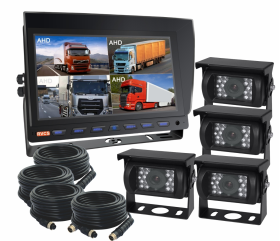 9" Quad Rear View Reversing Camera Kit, with four HD 90° waterproof cameras. This competitively priced Camera System offers a cabled quad monitor, along with the flexibility to select cable lengths - Light Commercial (RV-HDMSD9Quad4*CHD13 -RVCS)