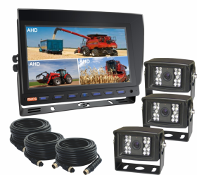 Farming Rear View Kit With 9inch Quad Reversing Monitor And Three 1080P Reversing Cameras 120°.  Monitor Supports Four Reversing Cameras Option To Add Extra Camera - Light Commercial (RV-HDMSD9Quad3*CHD15 - RVCS)