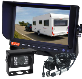 One Backup Camera, 90° Viewing Angle, 7" Monitor & a  Curly Cable Connection for a Caravan. Monitor Supports Two Cameras, Option to Add Extra Camera (RV-MSD7T1C13)
