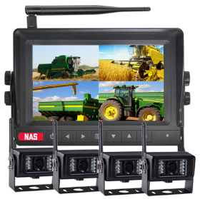AHD 7-inch Digital Wireless Monitor with quad-view capability, paired with four high-definition reverse cameras. Designed to enhance visibility and eliminate blind spots, this robust system is ideal for trucks, mining equipment, and commercial vehicles. The monitor supports simultaneous display from all four cameras, providing operators with a complete view of their surroundings for safer and more efficient manoeuvring in demanding environments.