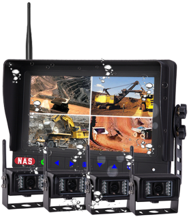 Industrial-grade waterproof Quad HD reversing camera system featuring a high-definition quad monitor and up to four wireless cameras with 100° wide-angle lenses. The monitor delivers crisp, detailed visuals, enhancing visibility and safety in demanding environments. Both the monitor and cameras are fully waterproof, making them ideal for open cab vehicles, forklifts, and machinery exposed to rain, dust, and outdoor conditions. This system is designed to withstand tough Australian worksites, providing reliable, uninterrupted performance for improved operational control and accident prevention.