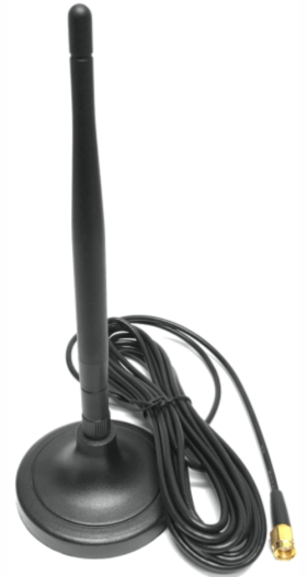 2.4GHz waterproof digital wireless antenna with a sturdy magnetic base, specifically designed for reversing camera systems. The antenna features a durable 3-metre cable with an RP-SMA male connector, allowing flexible positioning for optimal signal strength. Perfectly suited for use on seeder bins, enclosed steel boxes, and under truck tarps, the antenna is shown mounted securely to a steel surface in an outdoor farming or industrial setting. The sleek, low-profile design ensures a strong connection to digital wireless vehicle observation camera kits, even in harsh Australian environments. Ideal for agricultural, trucking, and heavy-duty applications where signal clarity is essential.
