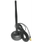 2.4GHz waterproof digital wireless antenna with a sturdy magnetic base, specifically designed for reversing camera systems. The antenna features a durable 3-metre cable with an RP-SMA male connector, allowing flexible positioning for optimal signal strength. Perfectly suited for use on seeder bins, enclosed steel boxes, and under truck tarps, the antenna is shown mounted securely to a steel surface in an outdoor farming or industrial setting. The sleek, low-profile design ensures a strong connection to digital wireless vehicle observation camera kits, even in harsh Australian environments. Ideal for agricultural, trucking, and heavy-duty applications where signal clarity is essential.
