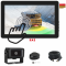 10.1 inch IP66 waterproof and dustproof touch screen quad view monitor paired with a single AI reversing camera detecting pedestrians and vehicles