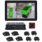 Four-camera 360° surround view camera system with universal 360-degree adjustable mounting brackets and shielded camera covers for commercial and industrial vehicles.